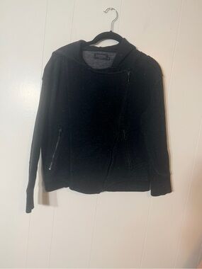 Eleven Paris Black Asymmetric Zip Hoodie Jacket with speckle detail